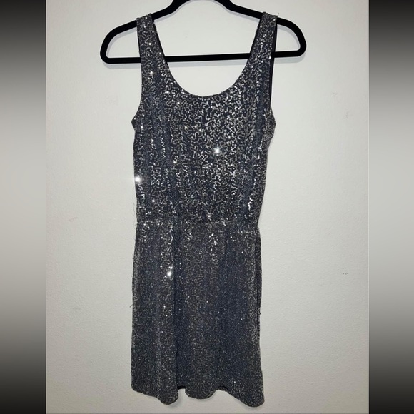 Express Silver and Navy Sequins Dress Size S - Picture 1 of 4
